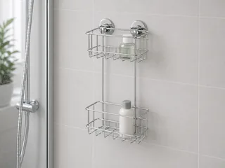 WENKO Turbo-Loc Edelstahl Wandregal 2 Etagen 2-Etagen-Wandregal ohne Bohren