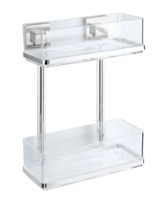 WENKO Vacuum-Loc Edelstahl Wandregal 2 Etagen Quadro 2-Etagen-Wandregal ohne Bohren